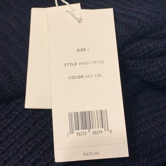 Vince Shaker Stitch V-neck Wool & Cashmere Cardigan In Blue L - Picture 5 of 9